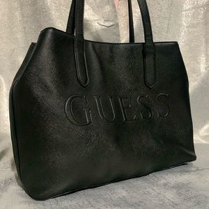 Black leather guess tote